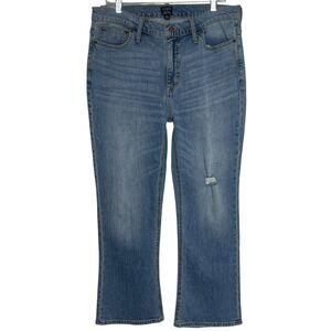 J. Crew High Rise Flare Crop Jeans Size 31 NWT Denim Distressed Western Casual